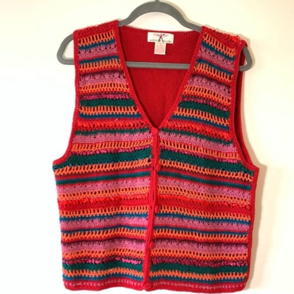 Vintage Sweaters - Vintage Retro Crochet 70s vest